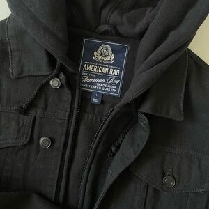 American Rag Black Hoodie Denim Jacket